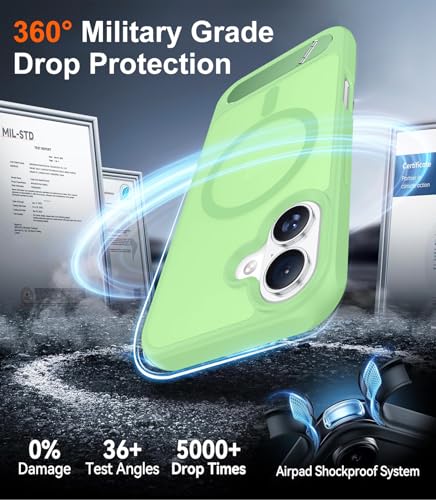 Image of Designed for iPhone 17 Case, [Built-in Invisible Kickstand][Compatible with MagSafe][Military Grade Shockproof] Slim Translucent Matte Phone Case 6.3 inch (Light Green)