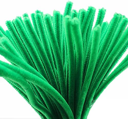 Caryko Super Fuzzy Chenille Stems Pipe Cleaners, Pack of 100 (Green)