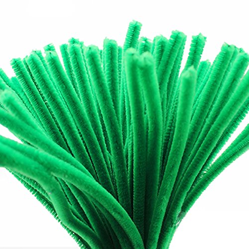 Caryko Super Fuzzy Chenille Stems Pipe Cleaners, Pack of 100 (Green)