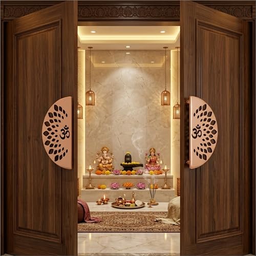 Image of COMPASS Main Door Handle | Door Handles for Main Door | Pull Handles for All The Doors of House | Office | Hotels, Antique Finish (Om Rose, 6 Inch)