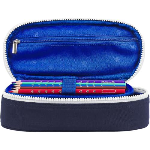 Trousse Oxford Funky Federmäppchen mit Klappe in Türkis und Marineblau - vue 6