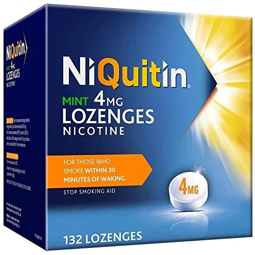 NiQuitin Mint, Effective Smoking Craving Relief, Long-Lasting Effect, Reduce and Quit Smoking Aid, 4 mg Lozenges, 132 Count