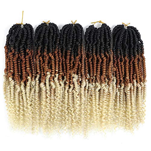 Mini Passion Twist Hair Ombre Hair 5 Packs Short Bohemian Braids Hair for Mini Passion Twist Curl Crochet Braiding Synthetic Fiber Natural Hair Extensions(5 packs, #58)