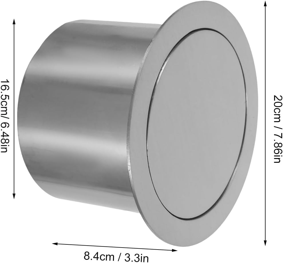 Countertop Built-in Trash Bin Lid 20cm round Stainless Steel Embedded Waste Cover Flush Recessed Garbage Can Lid for Kitchen Bathroom Counter Storage
