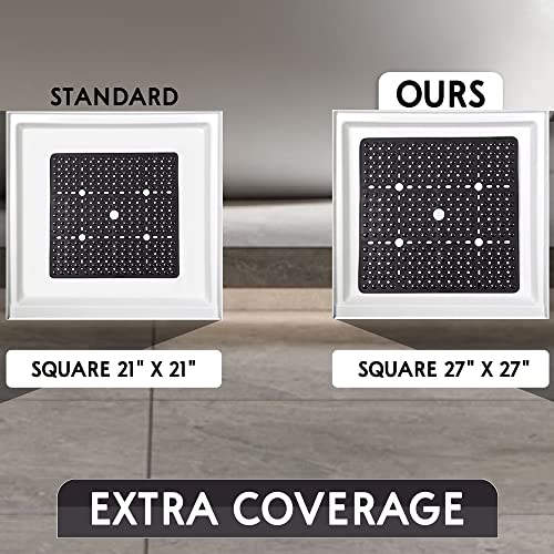 ENKOSI Square Shower Mat 27x27 inch - Anti Slip Bathroom Shower Stall Mats for Smooth Shower Floors - Square Bath Mat with Strong Secure Suction Cups and Drain Holes in Middle (Pearl White 27x27) by ENKOSI - Image 5