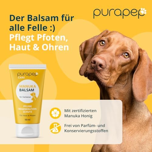 purapep Care - Manuka Balsam für Hunde & Katzen - Pflege, Regeneration & Schutz für beanspruchte und irritierte Haut und