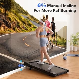Lacuffy Walking Pad, 6% Walking Pad with Incline, No-Assembly Walking pad Treadmill with APP and Remote Control, LED Display, 2.5 HP Quiet Under Desk Treadmills, 300 lbs Capacity