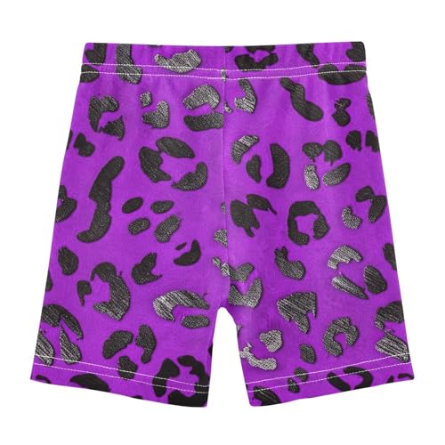 Purple Leopard Print T-Shirt for Girls Cotton Summer Clothes Toddler Outfits Dance Cartwheel Shorts, 4T2