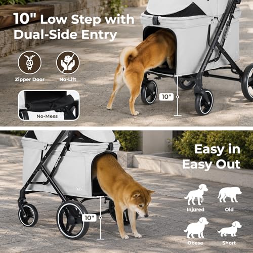 Cochecito para perros Beberoad Pets X6 plegable con una mano y absorción de impactos 4