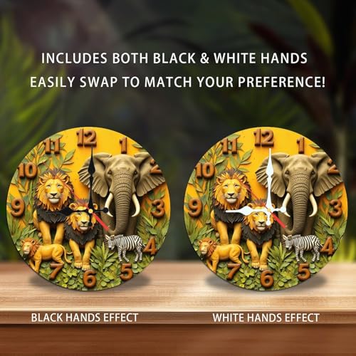 Reloj de pared de madera Safari Animal 10 pulgadas, silencioso miniatura 2