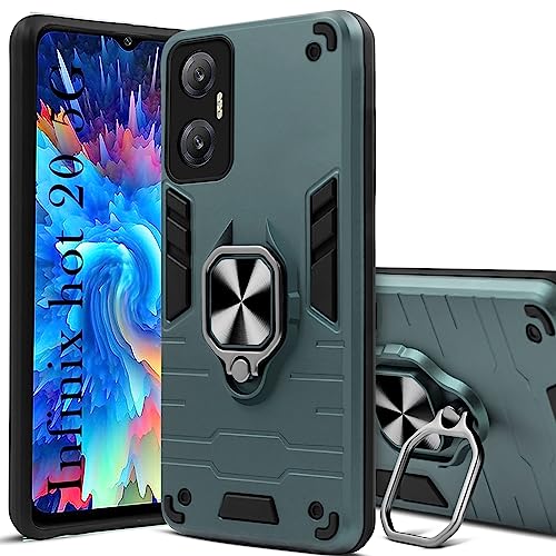 Image of Jkobi Back Cover Case for Infinix Hot 20 5G (Shockproof Polycarbonate Dual Layer Hybrid Armor |Robust Green)