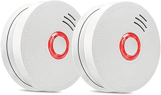Smoke Detector Fire Alarm, 2 Packs Photoelectric Smoke Detectors with UL Listed, 9V Battery Operated Smoke Detector (9V Battery Included), 10 Years Life Time, Fire Safety for Home, Hotel, School etc