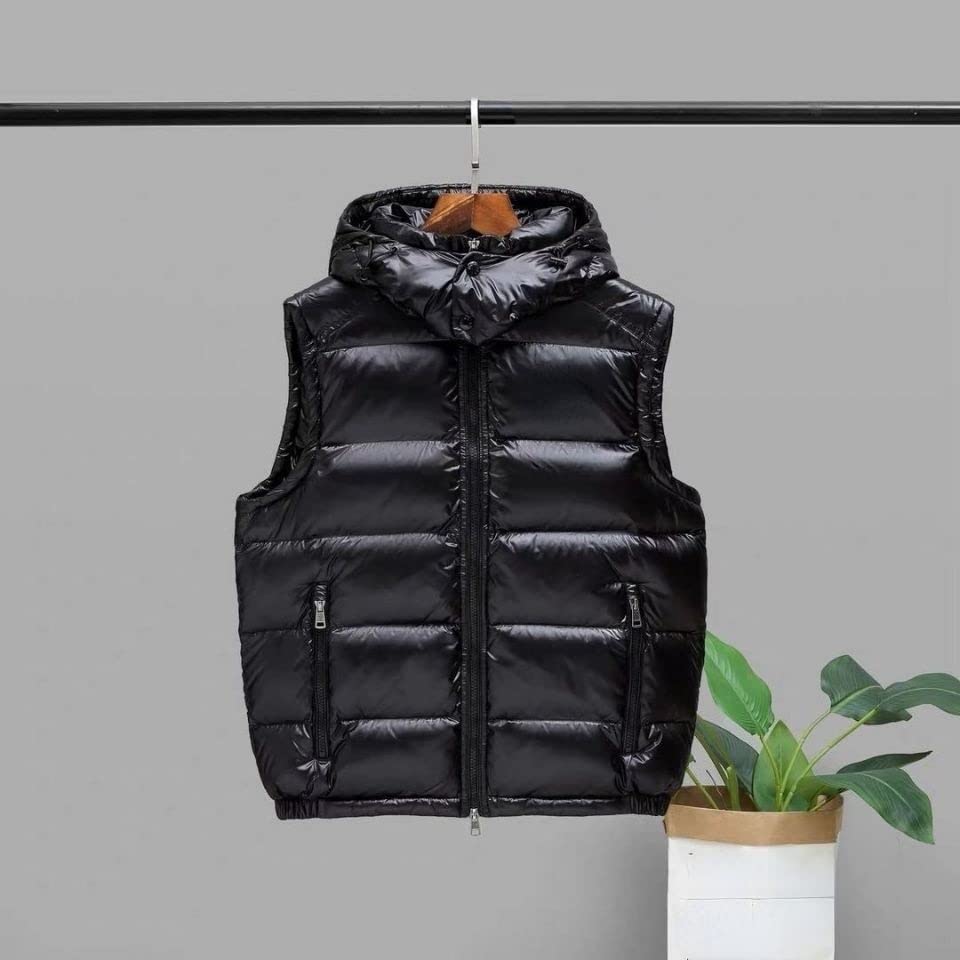 JUSHZ Down Jackets for Men Casual Outerwear Streetwear Hooded Vest with Hood Winter Shiny Women Couple Outfit Thickened, Red