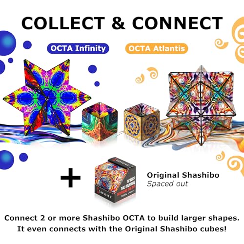 Image of Shashibo Octa Magnetic Puzzle Toy, Sensory Fidget Toy for Adults & Kids, Stress Relief Fidget Toy for Puzzle Enthusiasts, Fidget Toys for Desk, Shape Shifting Puzzle Toy, 30+ Possible Shapes