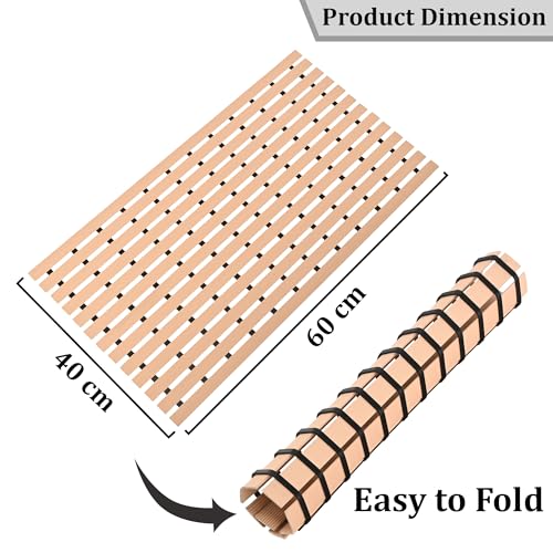Image of Kuber Industries Pack of 2 Anti-Skid Mat for Bathroom with Rubber Base | 60x40 cm Shower Mats for Bathroom Anti Slip | Foot Mat for Preventing Slips & Falls in Wet Areas | Stripe Design - Beige