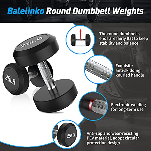 Balelinko Rubber Coated Round Dumbbell In Single, Free Hand Weight With Metal Handle For Home Gym Equipment Workout Strength Training, 25 Lb #TOP2