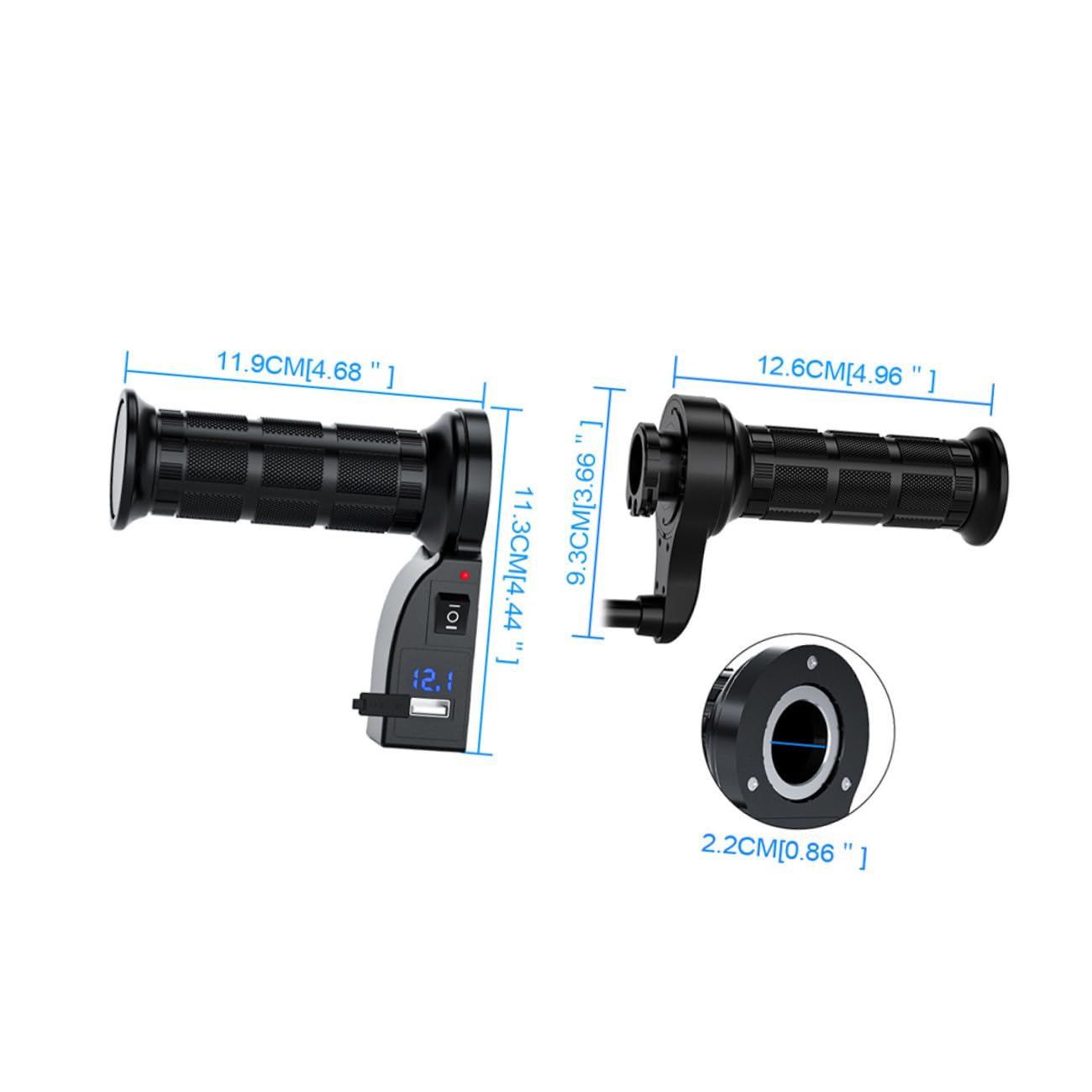 Cubiertas Calefactables Negro Manillar de Motocicleta para 1 Par