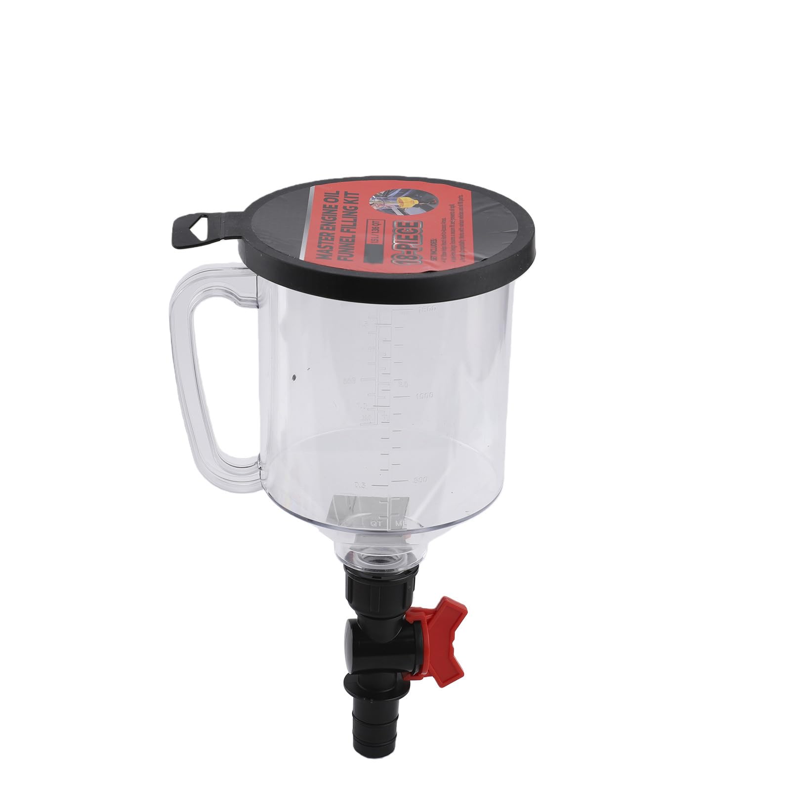 Akozon Kit de Embudo Aceite Motor, Llenado Refrigerante Automotriz 1,59 Galones/1,5 L con 12 Adaptadores, 2 Tableros Organizadores Magnéticos para Mantenimiento Cambios Vehículos
