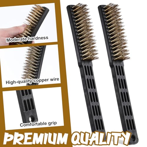 Image of Ptwola 4 Pcs Heavy Duty Cleaning Rust Descaling Hand Brush Tool Shoe Scratch with Long Plastic Contoured Handle Scratch Brush Wire Brushes for Dirt Before Welding Dust Paint Scrubbing Bowling