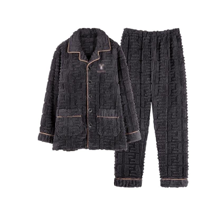 Coral Velvet Pajamas Male Winter Thickened Men's Autumn And Flannel Can Be Worn Outside The Home Clothes