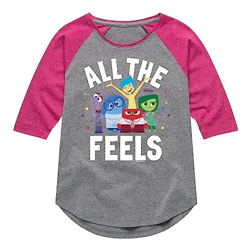 Disney Inside Out - All The Feels - Toddler and Youth Girls Raglan Graphic T-Shirt