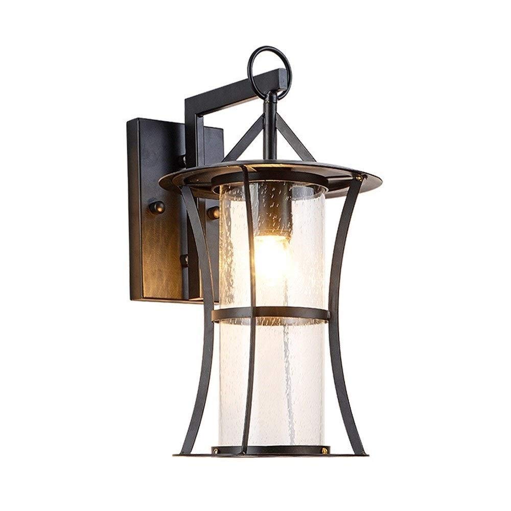 OZBMA Wall Mounted Light American Country Outdoor Sconce Vintage Industrial E27 Lamp Lantern Waterproof Round Terrace Doorway Balcony Hotel Exterior Aisle Corridor Garden, Indoor (size_name B)