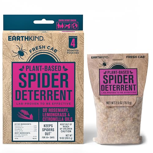EarthKind Fresh Cab Spider Deterrent Pouches - Indoor Spider Deterrent for Attic, Crawl Space,...