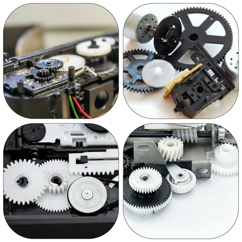 JAXICREY 116 Stück Zahnrad Kunststoff, Zahnräder Set Weiß, Zahnräder Modellbau Plastik, Engrenages en Plastique für Roboterteile Zubehör, Handwerk Zubehör, DIY