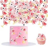 Blumomon 40pcs Pre-Cut Edible Flamingo Cupcake Toppers Cute Flamingo Baby Shower Decorations Kids Birthday Party Supplies