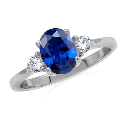 Created Oval Shape Blue Sapphire Ring