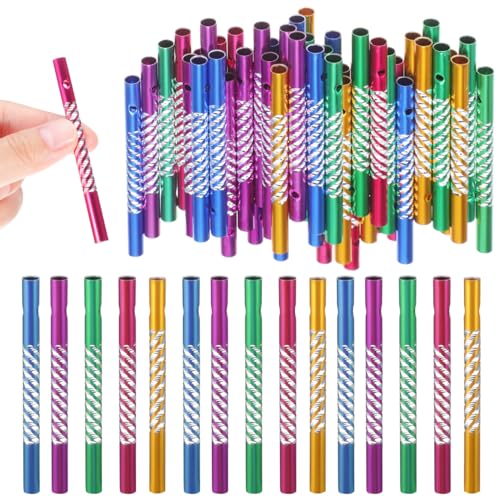 Image of DOITOOL Wind Chime Tubes for Crafts, 50PCS 3.14 Inch Hollow Aluminum Tubes, Colorful Metal Replacement Pipes, Pre-Drilled Outdoor Garden Windbell Supplies for Easy Hanging Outdoor Garden Craft Decor