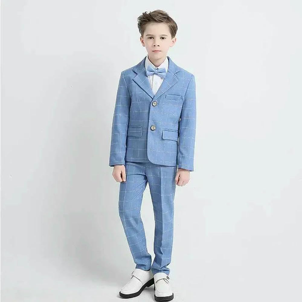 ZBDP - Completo scozzese per ragazzi, 2 pezzi, per matrimonio, 2 pezzi, set di pantaloni blazer formali, per bambini, laurea, esibizioni di 3-16 anni