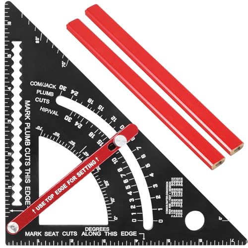 Carpenter Square 7 Inch, Rafter Square and 2 Pencils Combination ...