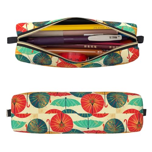 Image of Mexpekil Leather Pencil Case for Girls Boys Japanese Umbrella Small Pen Organizer Bag Zipper Slim Multi-Use Pouch for School Supplies Kids Adults