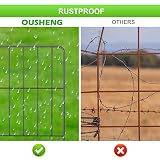OUSHENG Dekorativer Gartenzaun, 10 Stück, insgesamt 3 m (L) x 61 cm (H), rostfreier Metalldraht, Zaunbordüre, Tierbarriere, Blumeneinfassung für Landschaft, Terrasse, Hof, Außendekoration, quadratisch