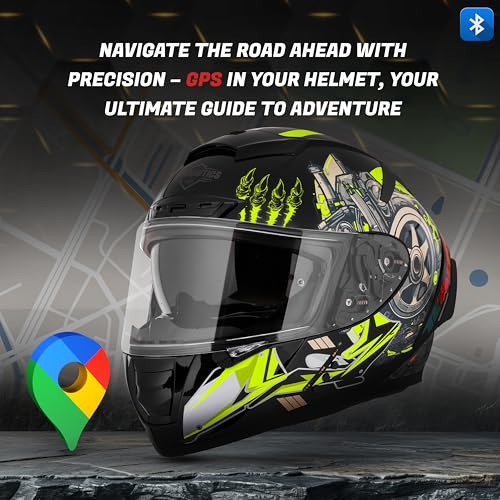 Image of Steelbird SBH-32 Trickster Bluetooth ISI and Dot Certified Full Face Helmet for Men and Women with Inner Smoke Sun Shield