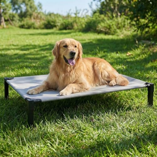 Niubya Hundeliege Outdoor Grosse Hunde - Hundeliege in und Outdoor Garten Erhöhtes Hundebett für draußen Camping erhöhtes Hundebett Größe für Hunde maximal 41 kg XL 130x92×24 cm höhe in 24cm