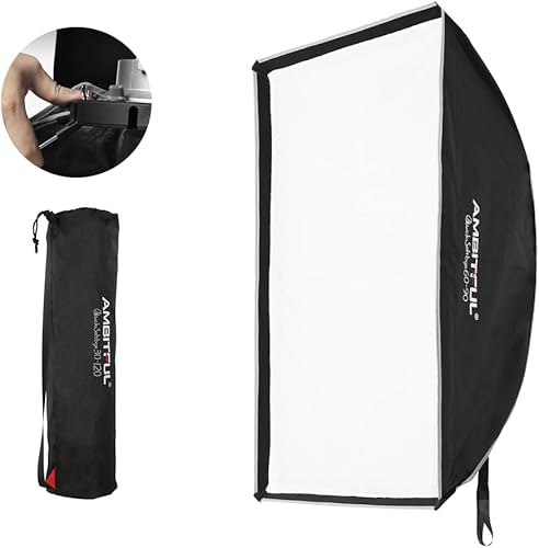 AMBITFUL Caja de luz de 12 x 47 pulgadas  11.8x47.2 in, caja de luz de configuración rápida, caja de luz Bowens con rejilla para Godox SL60W SL60II