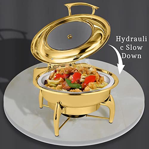 6L Chafer Chafing Dish Für Hochzeiten, Bankette, Partys, Sichtbares Buffetwärmer-Set Aus Edelstahl, Inkl. Essenspfanne, Wasserpfanne, Brennstoffhalter (Color : Silver) – Bild 7