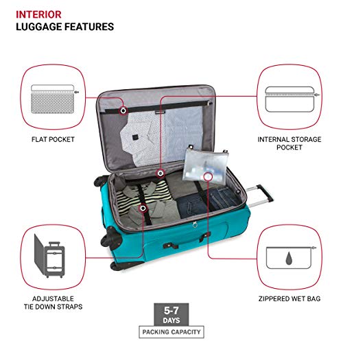 Swissgear Sion Softside Expandable Roller Luggage, Teal, Checked-Medium 25-Inch #TOP3