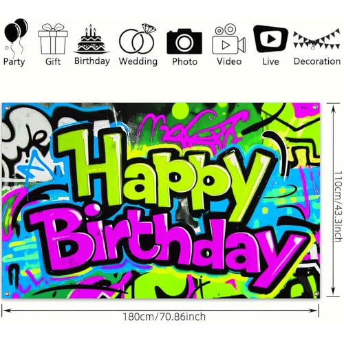 Image of HOMETITUTE Graffiti Birthday Banner 71x43 Inch