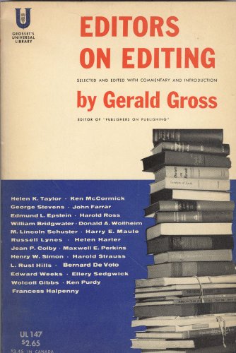 EDITORS ON EDITING, SELECTED AND EDITED WITH CO... B00426X0X2 Book Cover