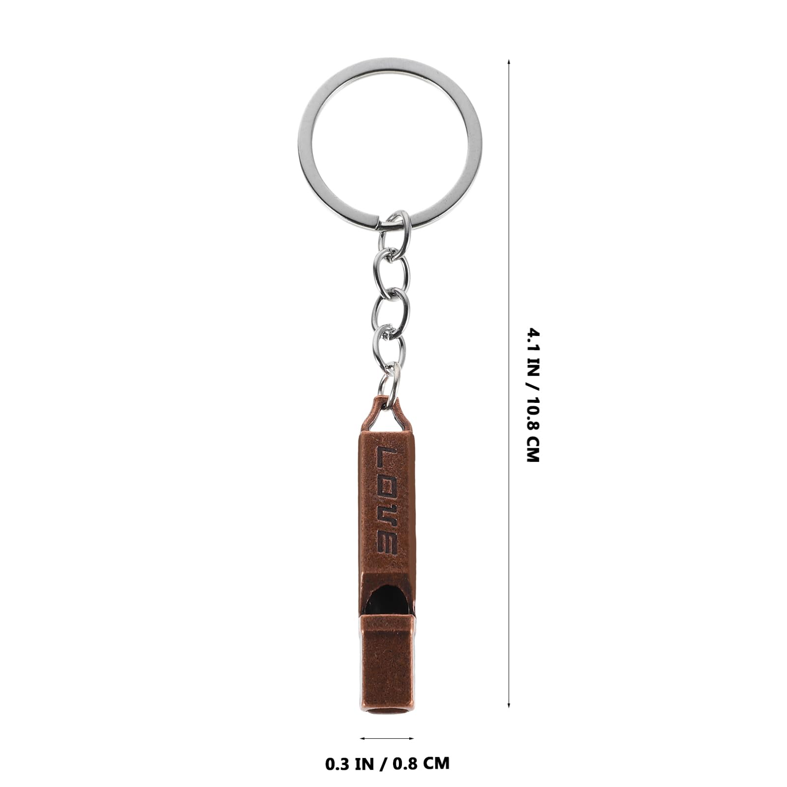 ifundom 6pcs Copper Signal Whistle Loud Noise Maker Keychain for Outdoor Sports Hiking Camping Fishing Distinctive Emergency Tool Engraved Pendant Dark Brown