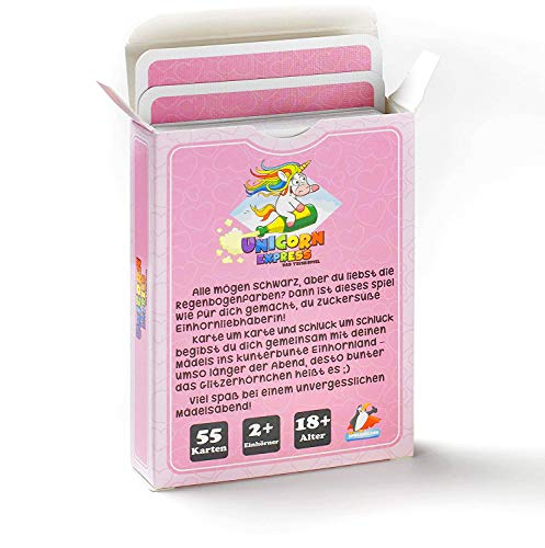 Unicorn Express - Trinkspiel mit Einhörnern für einen unvergesslichen Mädelsabend - Silvester - Geschenk für Frauen - Party Zubehör – Unnötige Sachen – Wichtelgeschenk – Schrottwichteln Geschenke