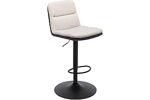 Adjustable Bar Stool: Brage Living Fabric Swivel Counter Height Stool with Back
