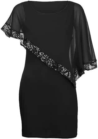 Plus Size Round Neck Contrast Mesh Cold Shoulder Ruffle Detail Back Tie Leopard Printed Dress