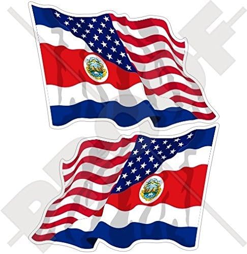 Pegatinas de vinilo para parachoques de vinilo de Estados Unidos y Costa RICA Tico, bandera voladora de Estados Unidos y Costa Rica de 3 pulgadas