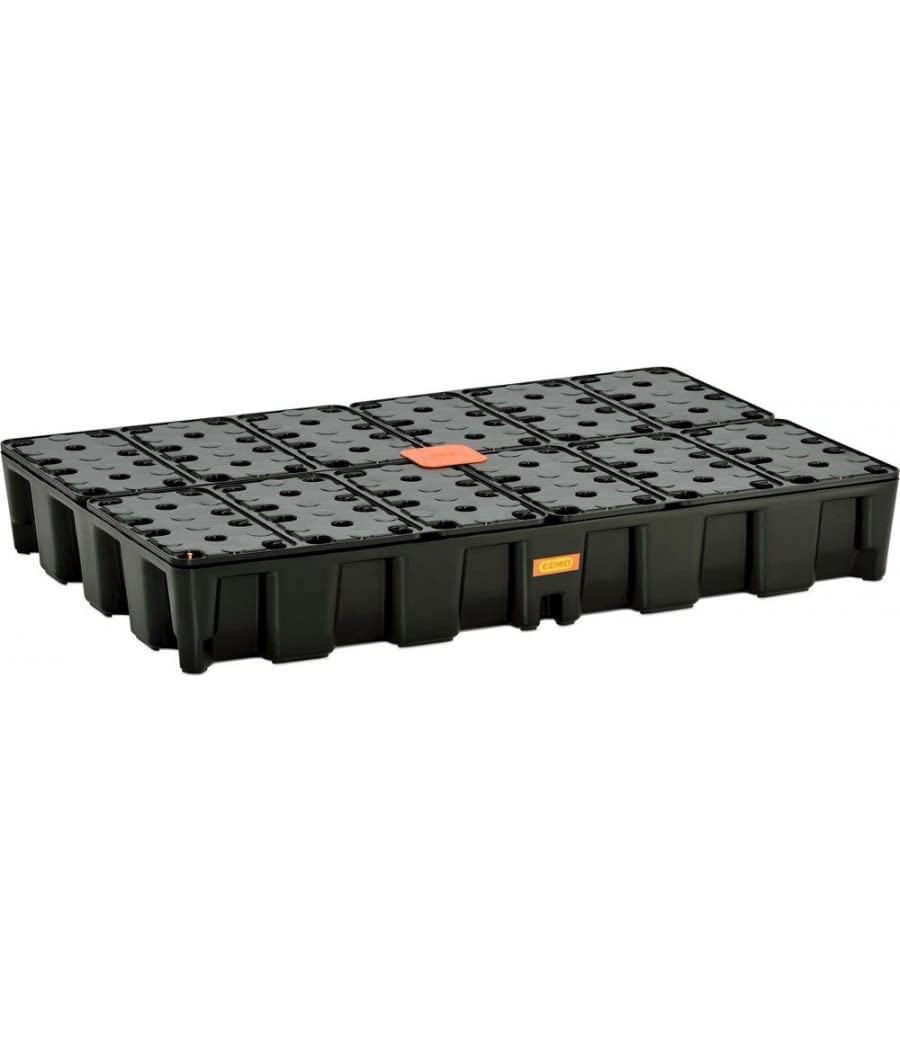 CEMO 10711 PE-Auffangwanne "120 HD" mit PE-Rost, schwarz, 120 L