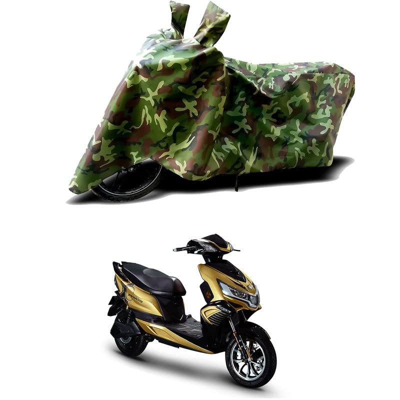 Image of 100% Water Resistant Bike Scooty Two Wheeler Body Cover Compatible for Okinawa iPraise+ STD /UV-Rays /Heat Protection /Birds Dropping /Scratchproof /Dust Proof /Waterproof /All Varient[Green MJ]