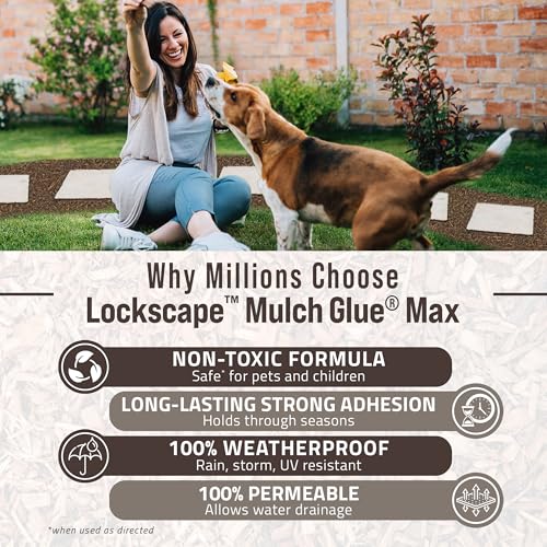 Image of PetraMax Lockscape Ready to Use Mulch Glue for Landscaping, 4 Gal, USA-Made | Ready to Spray Mulch Anchor & Landscape Glue Spray for Lawns & Patios, Pet-Safe Landscape Adhesive for Pine Straw, Wood Chips